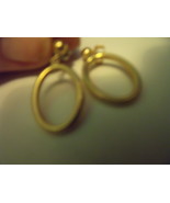 Vintage Goldtone Post Earring with Oval 1/2 inch wide Dangle - $13.00