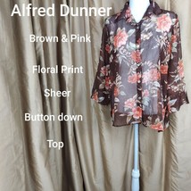 Alfred dunner brown print button down top size 12 - $11.00