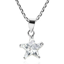 Wish Upon a Star 10mm Clear Cubic Zirconia .925 Sterling Silver Necklace - £15.81 GBP