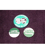 Lot of 3 1980 Era Carter Mondale Presidential Election Pinback Buttons - £5.90 GBP