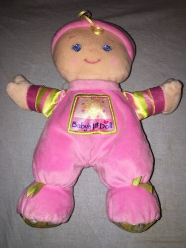 Primary image for Fisher Price Baby's First Doll Plush 10 Inch Pink Shake Rattle EUC M9528 Birth+
