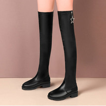 35-43 Large Size Women&#39;s Shoes Flock Boots Women Over The Knee Was Thin Student  - £38.37 GBP
