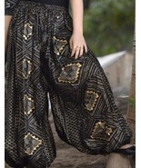 GOLD AND  BLACK CLASSIC ASSUIT PRINT ATS REN FAIRE GYPSY PANTALOONS  - $107.83 CAD