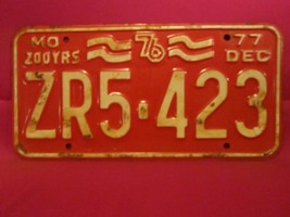 LICENSE PLATE Car Tag 1976 1977 MISSOURI 200 YRS ZR5 423 [Y13A - £7.58 GBP