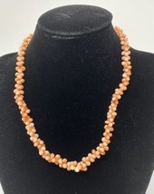 Vintage Pink Coral Beaded Choker Necklace, Hong Kong, 14.5&quot; - £22.57 GBP