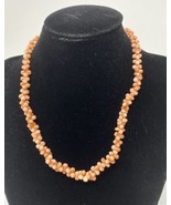 Vintage Pink Coral Beaded Choker Necklace, Hong Kong, 14.5&quot; - £22.44 GBP