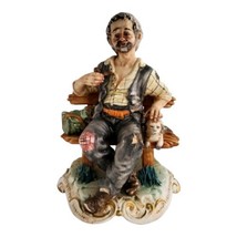 CAPODIMONTE - Hobo Tramp Traveling On Bench Resting  - Rare Vintage Signed 13” - £44.81 GBP
