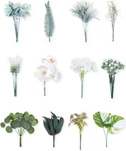 Artificial Greenery Stems 57pcs Fake Greenery with 12 Kinds Faux Greenery for We - £30.62 GBP