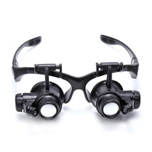 2LEDs Magnifier Eye Glasses Head-Mounted Illuminating Magnifying Glass 10X 15X 2 - £20.51 GBP+