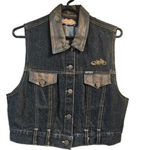 Easy Riders Vest Black Denim Motorcycle Women&#39;s Size Medium Vtg NWOT - £51.39 GBP