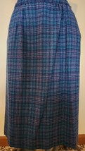 Vintage Pendleton Lined Wool Pencil Skirt Green Blue Red Plaid Pockets Size 12 - £19.47 GBP