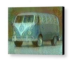 Framed VW bus Van Volkswagen Vincent Van Gogh Style 8.5X11 Limited Edition Print - £15.00 GBP