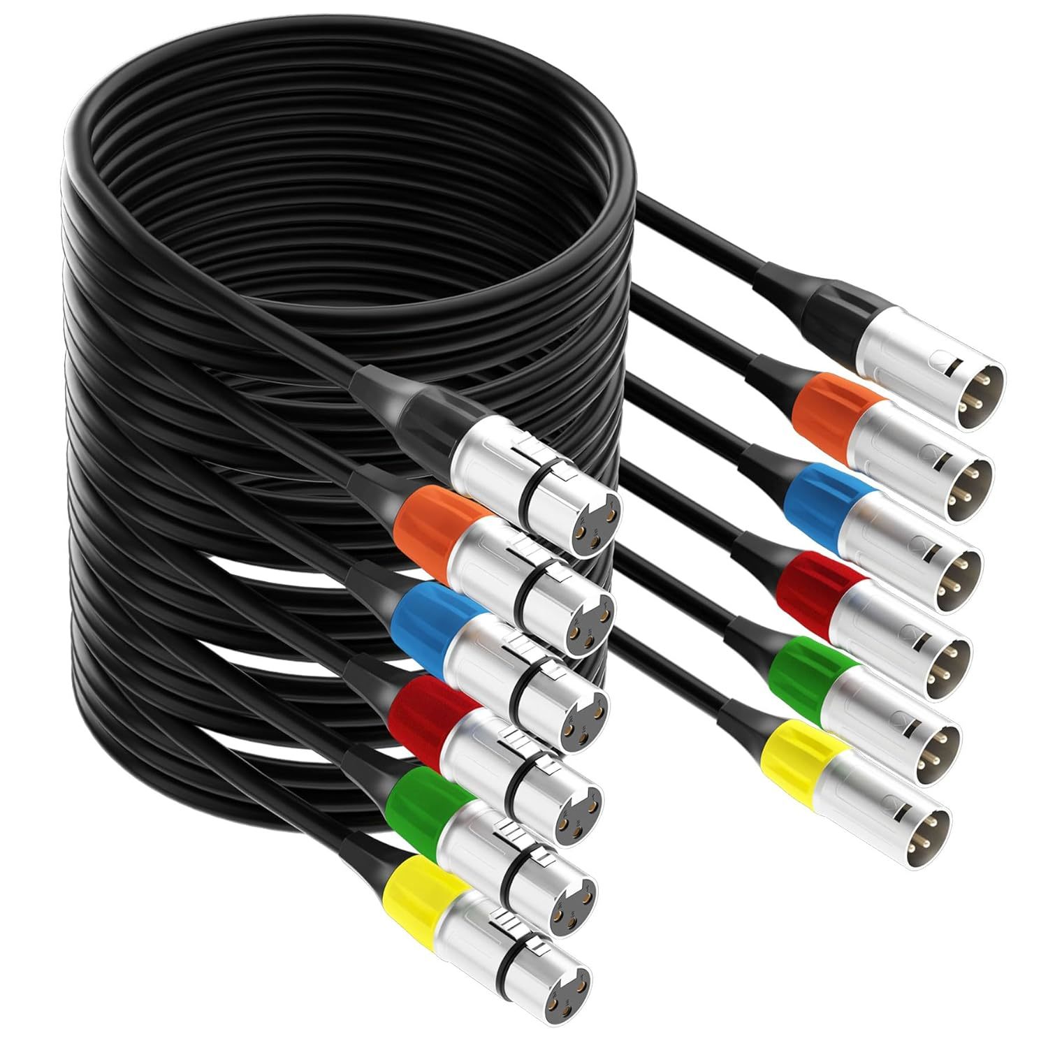 Tisino Xlr To Xlr Microphone Cable, 6-Pack Multi-Colored Xlr Male To, 3M... - $40.92