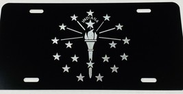 Indiana State Flag Diamond Etched Engraved License Plate Car Tag Great Gift - £18.34 GBP