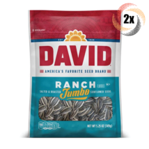 2x David Jumbo Ranch Flavor Sunflower Seed Bags 5.25oz Salted &amp; Roasted! - £13.24 GBP