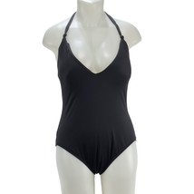 LOFT Beach Women&#39;s Swimsuit Black One piece Plunge Nylon Spandex Size XL - £17.68 GBP