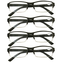 4 Packs Mens Womens Rectangle Frame Reading Glasses Blue Light Blocking Readers - £9.57 GBP