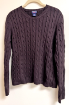Dark Chocolate Brown Argyle Women&#39;s SZ Lrg Sweater Great Shape Cable Knit - $14.36