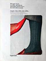 Esquire Dress Socks Red Dress Shoe what color can do-1965 Vintage Print Ad - $9.74