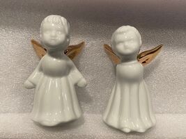 4" Giftco Porcelain Kissing Angels w/Gold Painted Wings FIgurines Pre-Ow... - $15.99