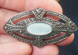 Vintage Marcasite Mother of Pearl Brooch - $20.31 CAD