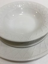Totally Today 3 Pc. Place Setting All White Service for 1 (Embossed Bowl-Plates) - £17.45 GBP