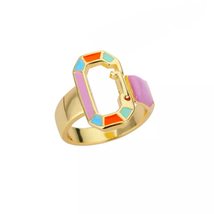 Lady Summer Colorful Rainbow Zircon Wide Rings for Women INS Fashion Gir... - £20.01 GBP