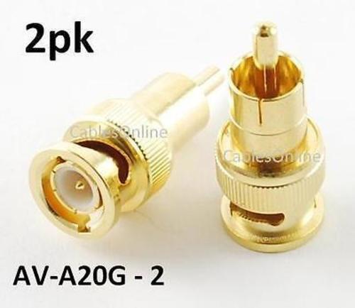 Primary image for 2pk Gold BNC Male Plug to RCA Plug Audio/Video Adapter