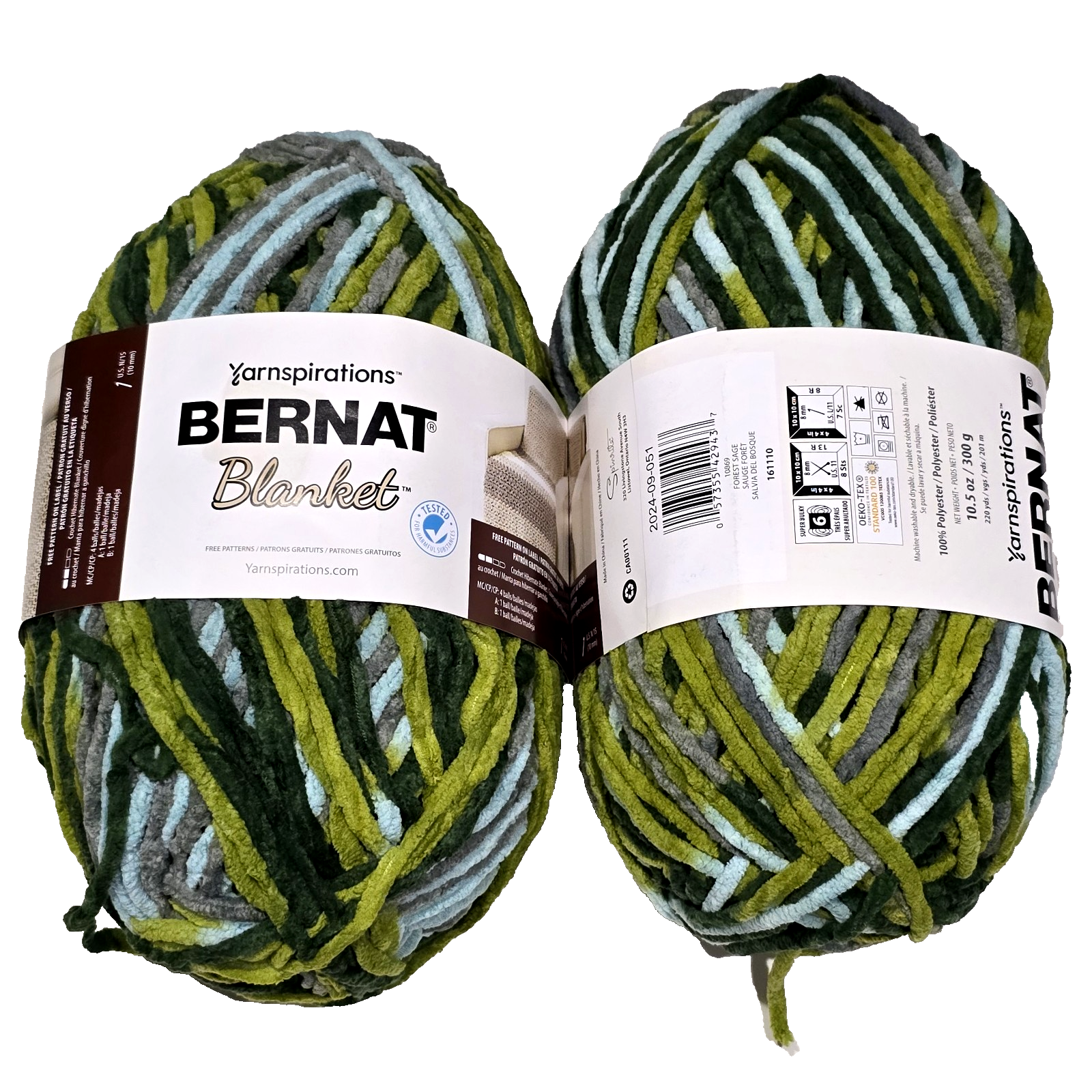 2 Pack Yarnspirations Bernat Blanket 10869 Forest Sage Super Bulky Polye... - $33.99