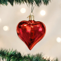 Old World Christmas Shiny Red Heart Glass Christmas Ornament 30009 - £11.88 GBP