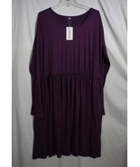 NWT KARALIN Women&#39;s Loose Swing Casual Midi Dress with Sleeve Purple 24W - £18.97 GBP