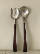 Sterling Silver Mexico Serving Spoon and Fork with Wood Handles - £42.84 GBP