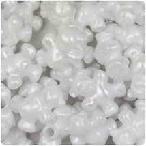BeadTin White Pearl 25mm Teddy Bear Pony Beads (24pcs) - $2.39