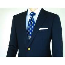 Men's RENOIR Classic Blazer 100% Wool Side vents Metal Buttons Notch 509-2 Navy image 3