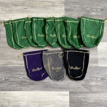 Mixed Lot Crown Royal 750ml Drawstring Bags 8 Green, 1 Purple &amp; 1 Grey XO, Black - £10.08 GBP