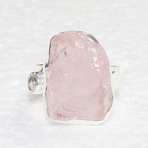 925 Sterling Silver Rose Quartz Ring Handmade Jewelry Birthstone Ring All Size - £37.49 GBP