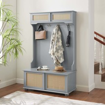 Hall Tree with Storage Bench &amp; Shoe Rack | Gray Entryway Organizer - $246.99