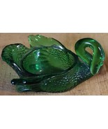 Vintage 3 inch wide Swan Mosser glass emerald green 4 inches long Cambri... - £17.22 GBP