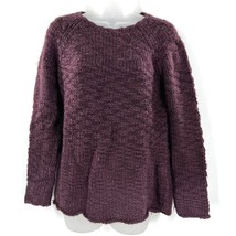 J. Jill Womens Plum Fuzzy Pullover Crewneck Knit Long Sleeve Sweater Size XS - £18.62 GBP