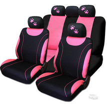 For Ford New Flat Cloth Black and Pink Car Seat Covers With Paws Set - £30.43 GBP