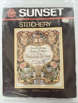 1983 SEALED Sunset Stitchery Kit “Wedding Certificate” Gift #2672 14”x18... - $18.65