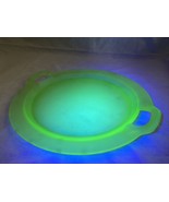 10.5” Frosted Vintage Green Uranium Vaseline Glass Cake Plate Platter Handles - $44.10
