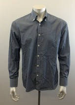 Tommy Hilfiger Men&#39;s Medium Gray-White Striped  Cotton Long  Sleeve Casual Shirt - £8.12 GBP