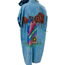 Plus Size Sierra West Full Length Denim Hand Painted Native Artisan Jacket - £44.41 GBP