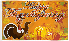 Happy Thanksgiving Flag 3x5ft Happy Turkey Thanksgiving Decor Cute Holiday Flag - £14.37 GBP