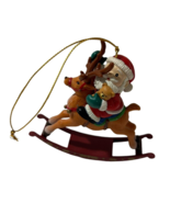 1996 Lustre Fame Ornament Santa Riding Rocking Reindeer Christmas Holida... - $360.74 MXN