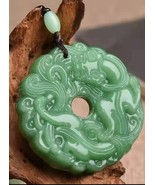 Jade Flower Pendant Carved Jewelry Necklace Luxury Real Natural Green - $68.54 CAD