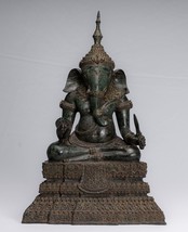 Ganesha Statue - Ancien Khmer Style Bronze Assis Ganesh 57cm/23 &quot; - £1,781.21 GBP