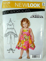 Simplicity New Look Pattern A6136 Toddler Sun Dress 1/2 1 2 3 4 Runway designer - £3.48 GBP
