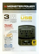Monster 121864-00 MP EXP 350 USB EF 3 Outlet + 2 USB Wall Surge Protector Black - £17.35 GBP